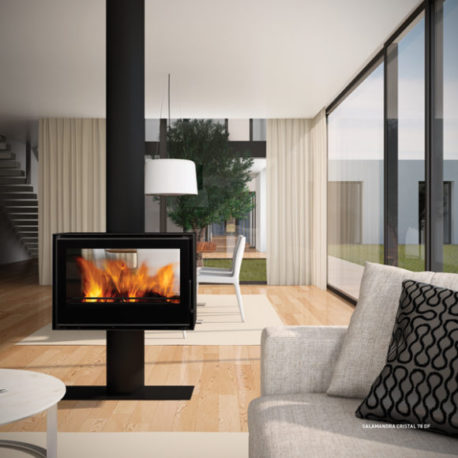 Estufa Cristal 78 Doble Cara Chama - Chimenea Central diseño