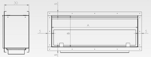 Chimenea Bioetanol BK Frontal - esquema de medidas